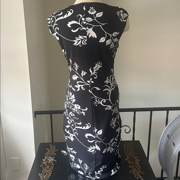 Vintage 90s floral black midi sleeveless dress - Picture 5 of 7